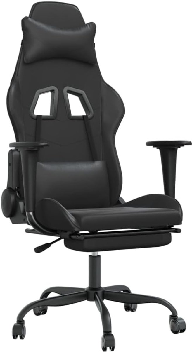 Gaming Stoel - Comfortabele Zetel - Ontspannen Zitten - Met Massagefunctie - Inclusief Voetensteun - Zwart — afbeelding 3