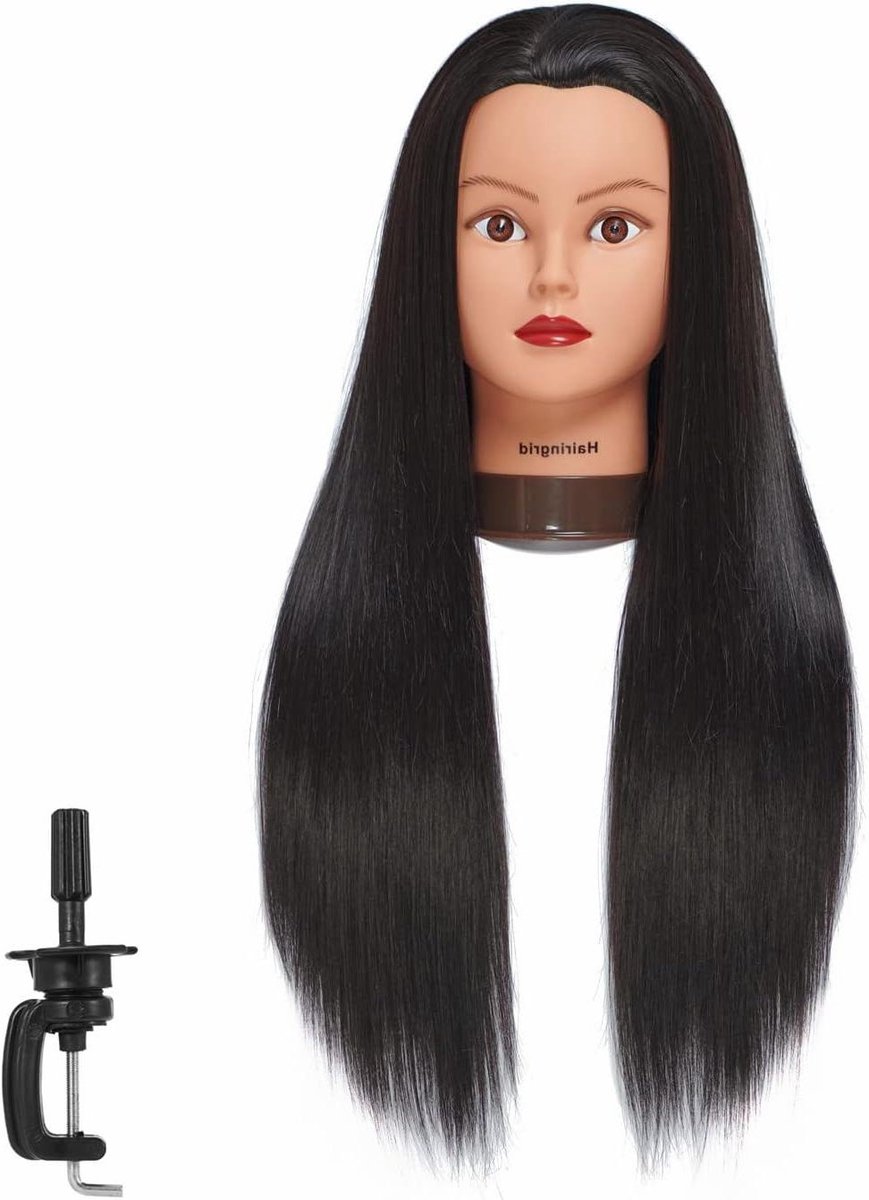 Oefenhoofd Haar - Styling Pop - Haar Styling Leren - Hoge Temperatuur Vezel - 66 cm - Zwart