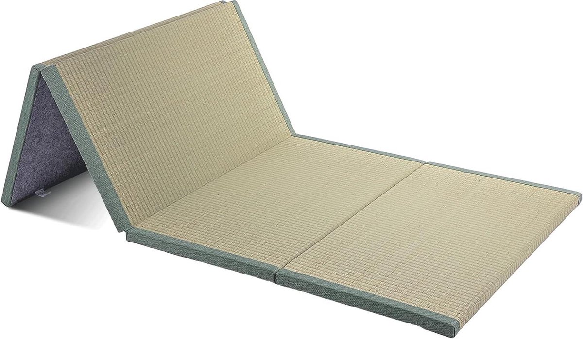 Opvouwbare Futonmatras - Japanse Vloermat - Yoga en Ontspanning - Natuurlijk Gras Materiaal - 75 x 200 cm - Groen