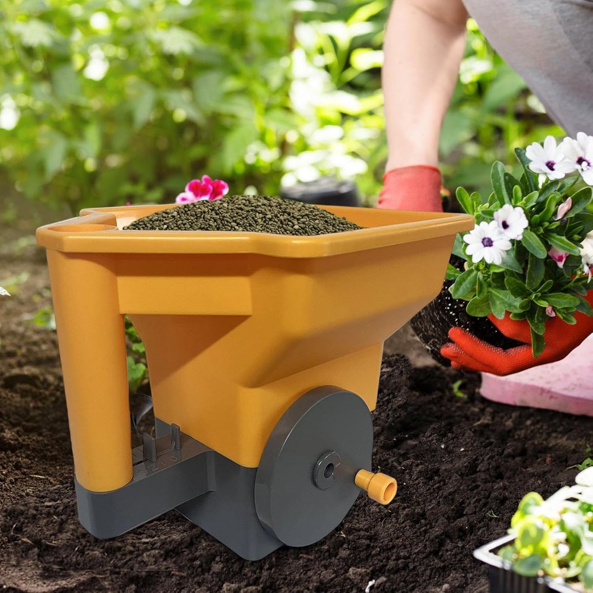 Handstrooier - Meststrooier Tuin - Gazon Bemesten - Verstelbare Zwengel - 24 cm - Groen