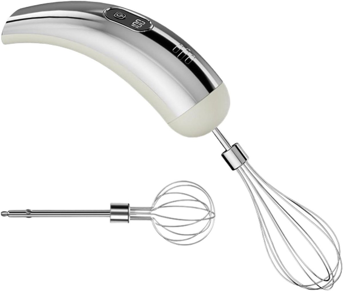 Handmixer - Keukenmixer Garde - Beslag Maken - 5 Snelheden - 18 cm - Zilver wit
