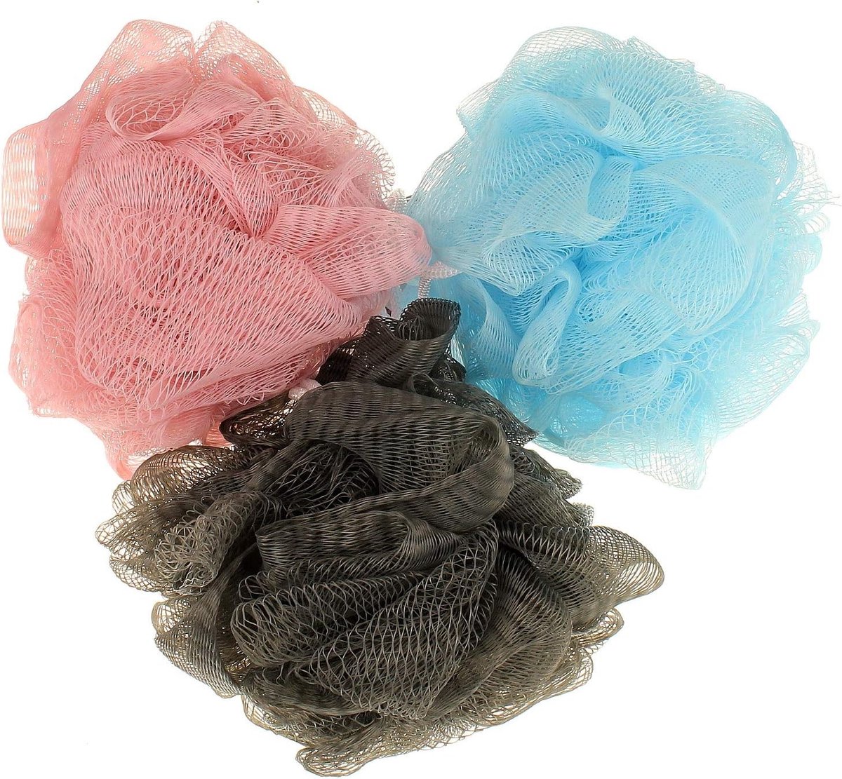 Set van 3 Kleurige Douche Sponzen van 10 cm voor Wellness en Peeling - Ideaal voor Lichaamsverzorging en Zeepgebruik