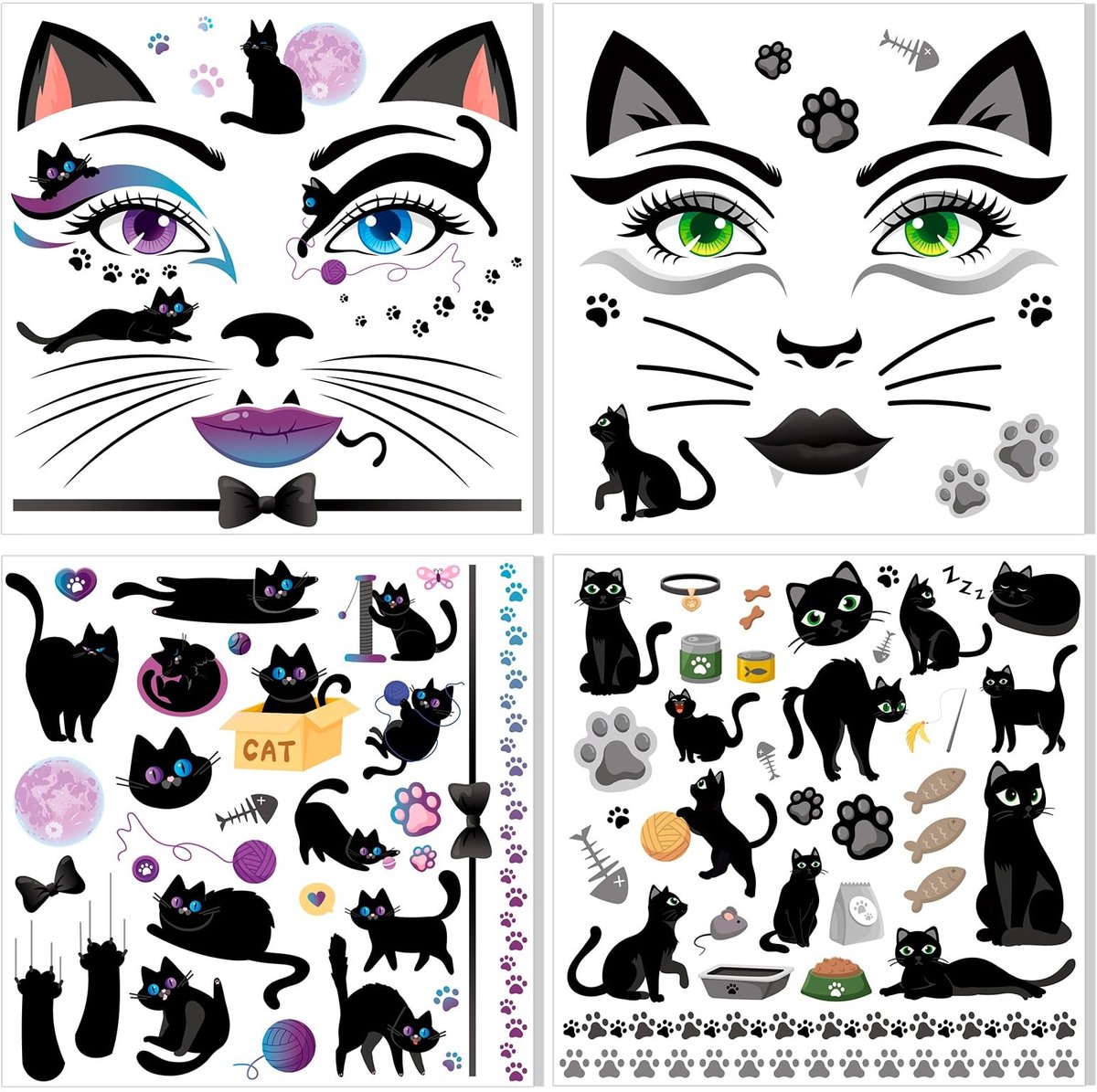 Dailygoods - 4 Stuks Halloween Gezichtstatoeages voor Feestkostuums