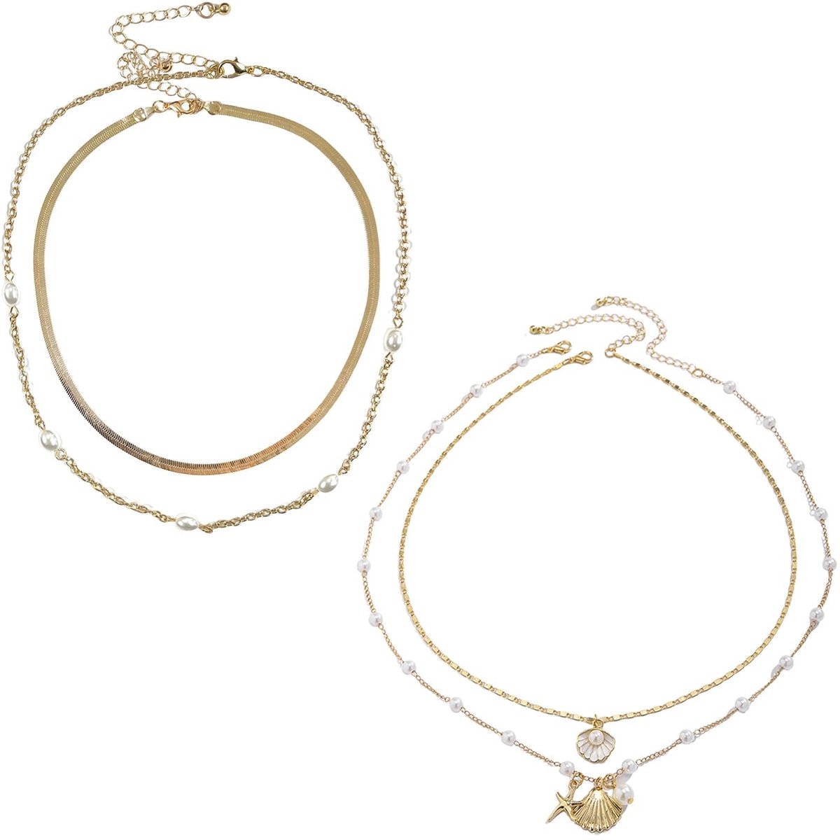 Dailygoods - Set van 4 Meerlagige Boho Kettingen