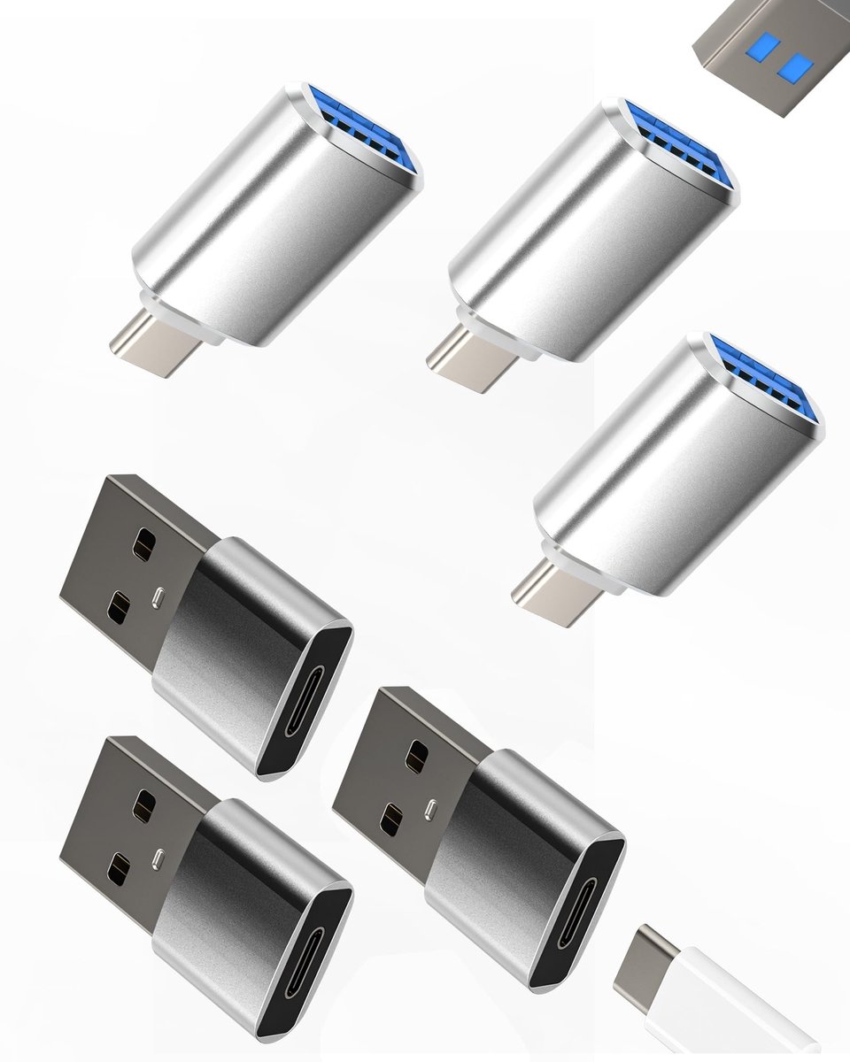 Dailygoods - 6 Stuks USB C OTG-adapters voor Gegevensoverdracht en Opladen