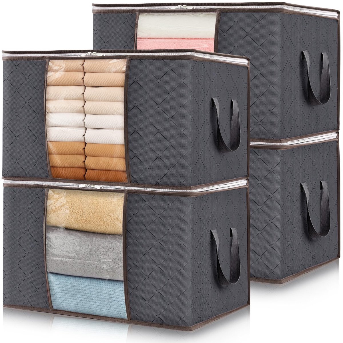 Dailygoods - Grote Opbergtas voor Dekbedden, 4 Stuks, Grijs