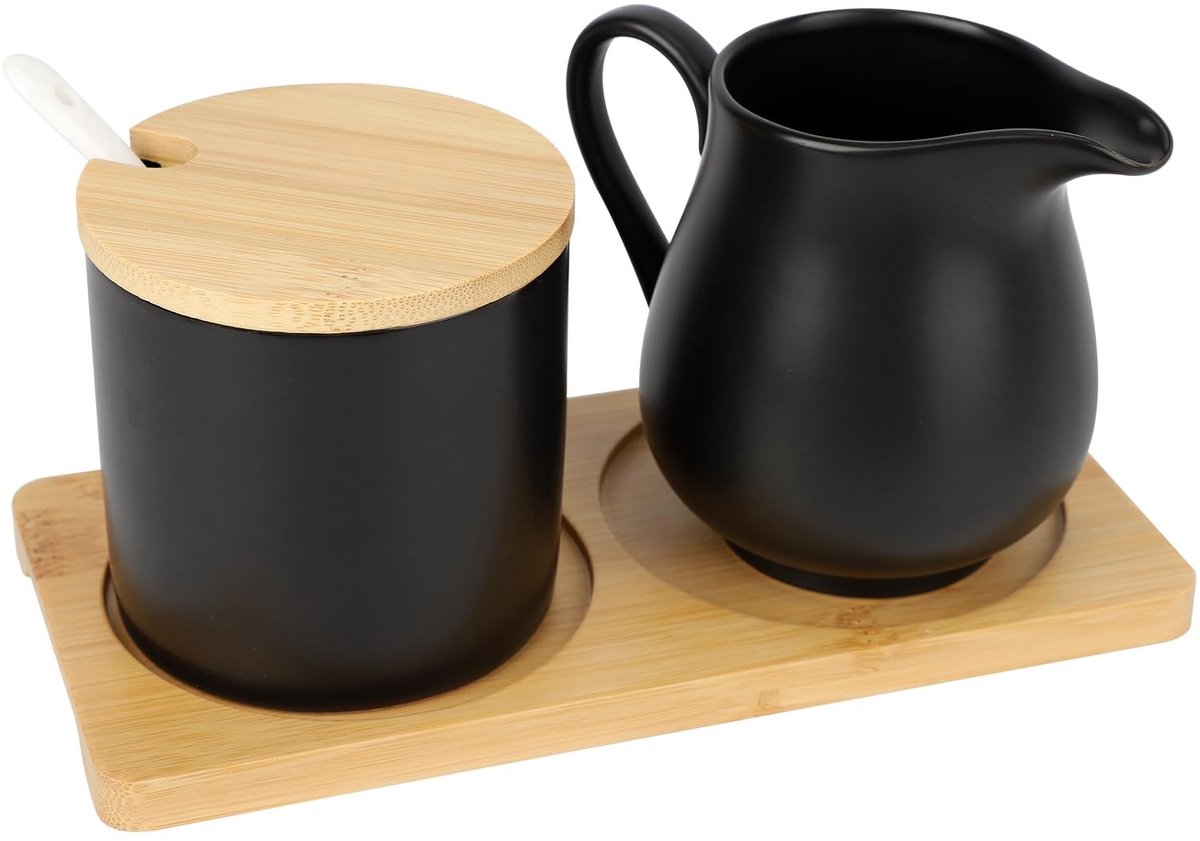 Dailygoods - Keramische Melk en Suiker Set met Deksel en Lepel