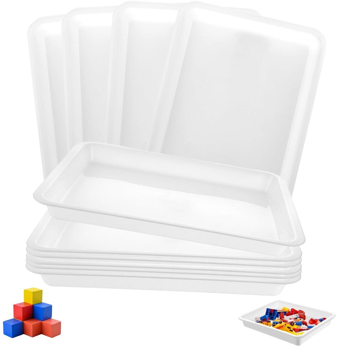 Dailygoods - Set van 10 Kunststof Dienbladen, Rechthoekig en Antislip
