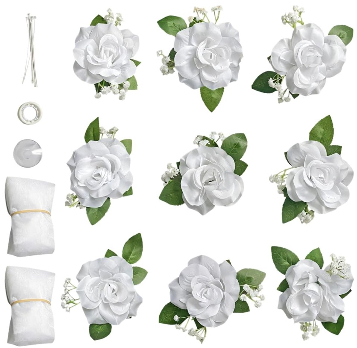Dailygoods - Cosensi - Kunstmatige Witte Rozen met Zuignapjes voor Decoratie