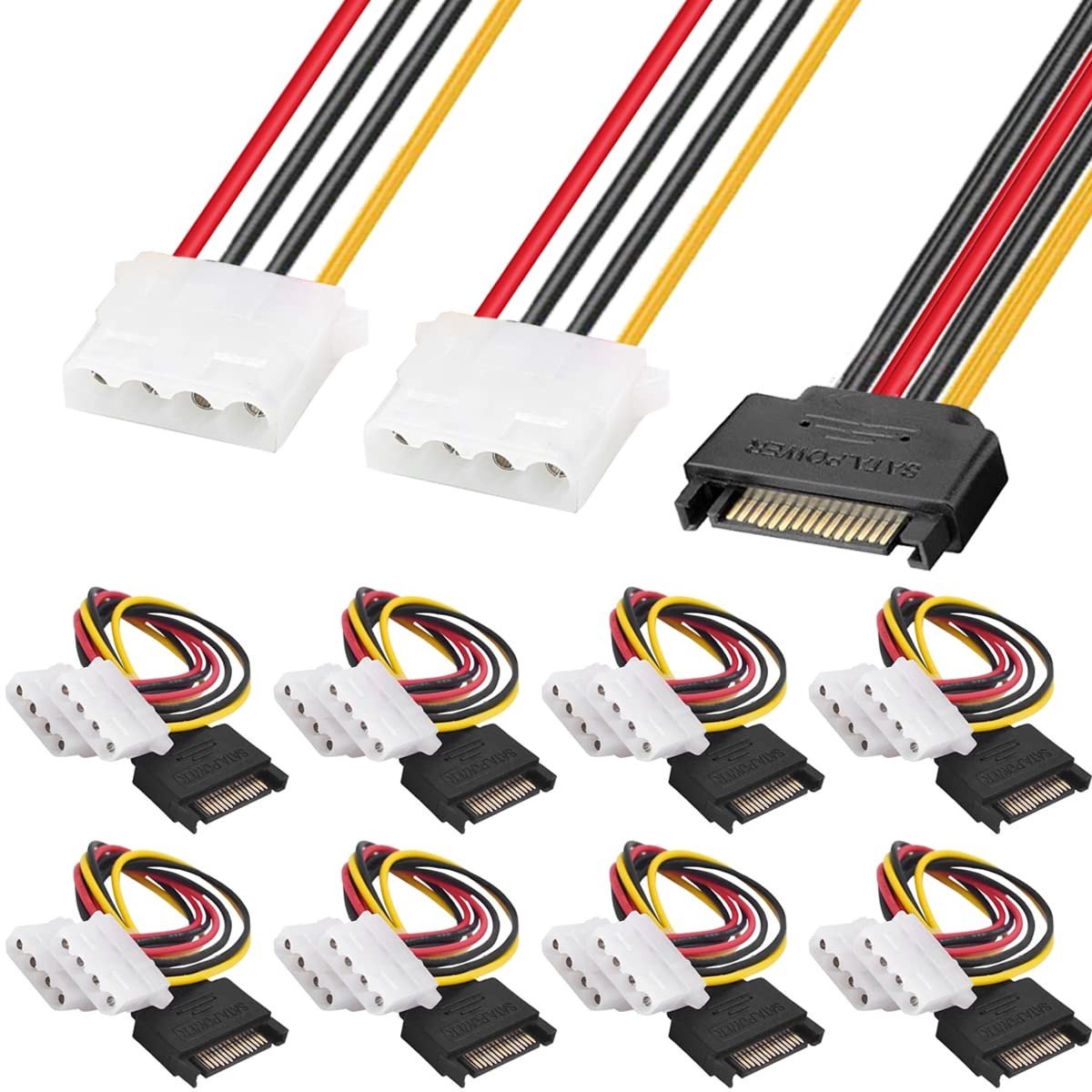 Dailygoods - SATA naar Dual Molex Y Splitter Power Kabel (8 Stuks)