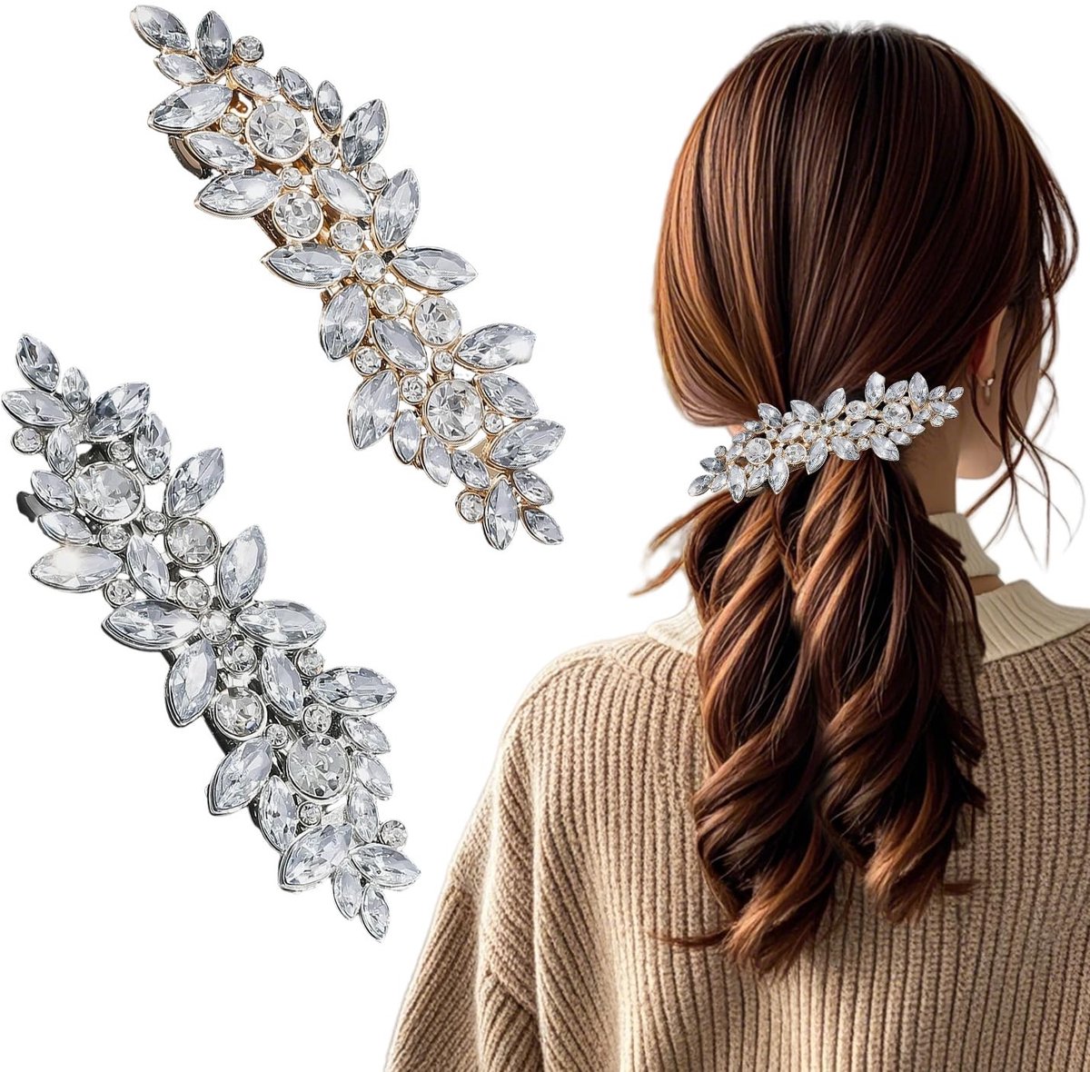 Dailygoods - 2 Stuks Strass Haarspelden met Glanzende Kristallen