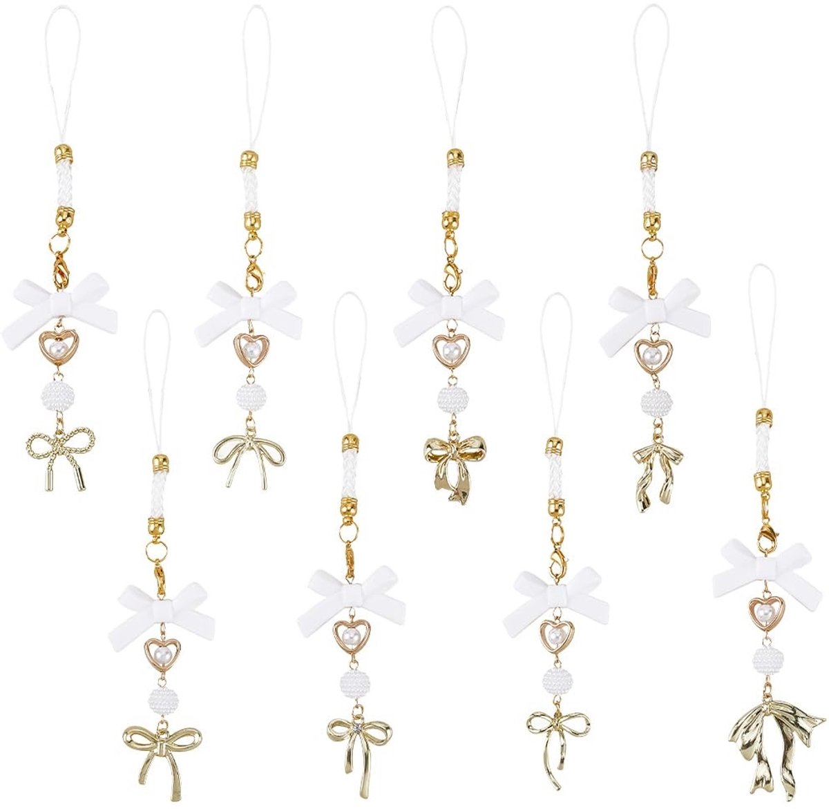 Dailygoods - Set van 16 Esthetische Telefoon Charms met Strikken