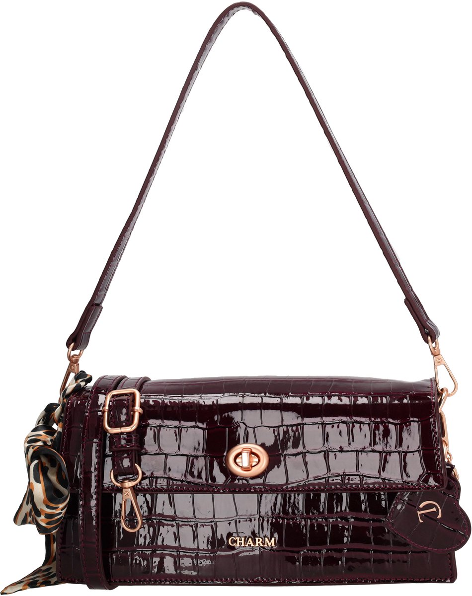 Charm London Knightsbridge Schoudertas - Crossbody - Lak - Croco - Overslag - Bordeaux rood