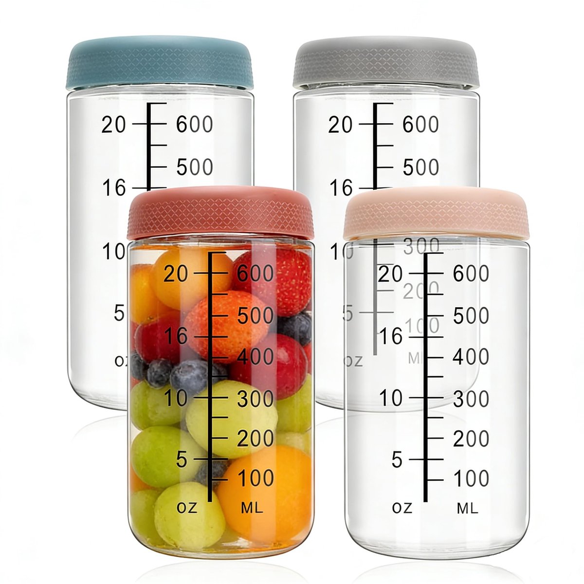 Dailygoods - Set van 4 Borosilicaat Meal Prep-Potten, 750 ml