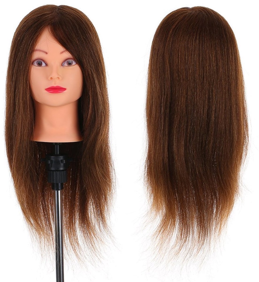 Dailygoods - Kappers Training Hoofd 24 Inch met Echt Haar voor Styling Oefeningen
