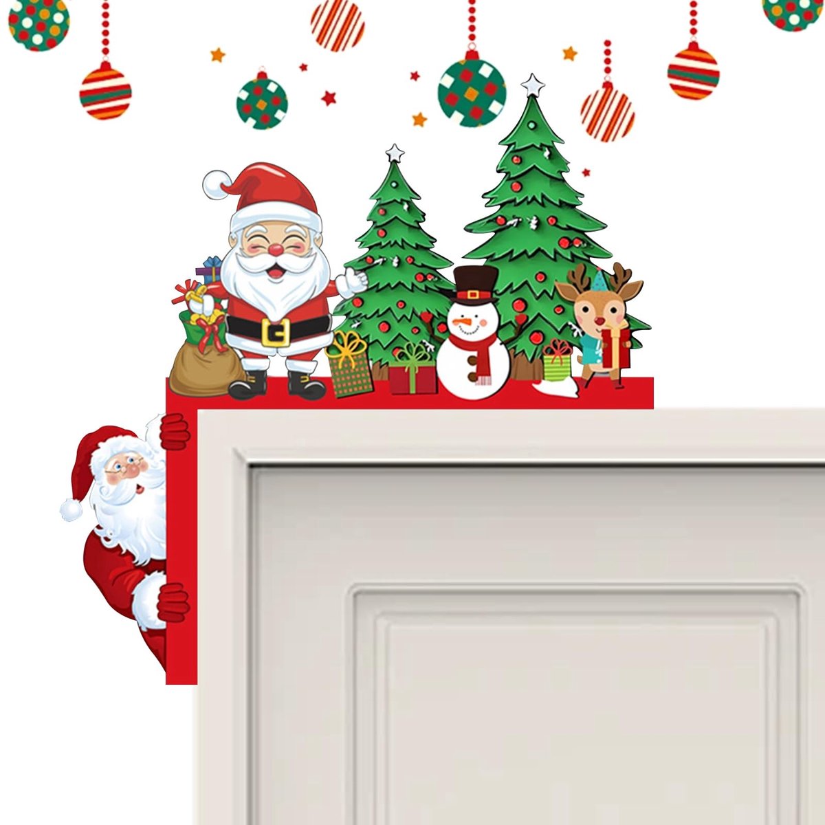 Dailygoods - Houten Kerstdecoratie voor Deur en Raam met Ronde Stickers