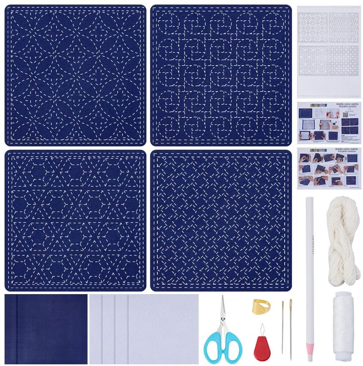 Dailygoods - Sashiko Sjablonenset van 4 Stuks voor Borduurwerk