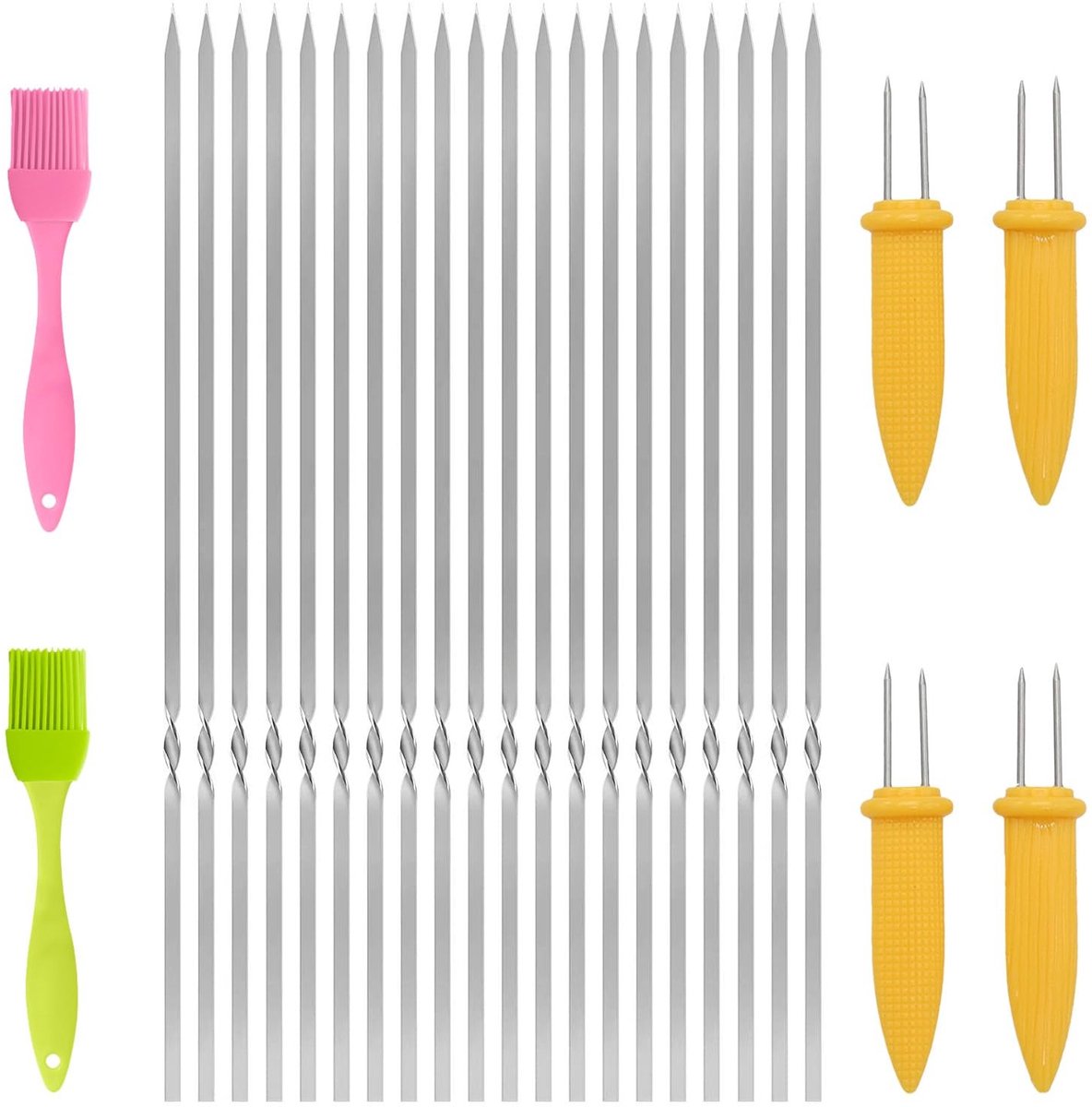 Dailygoods - Set van 20 Roestvrijstalen Grillspiesen 30 cm Herbruikbaar