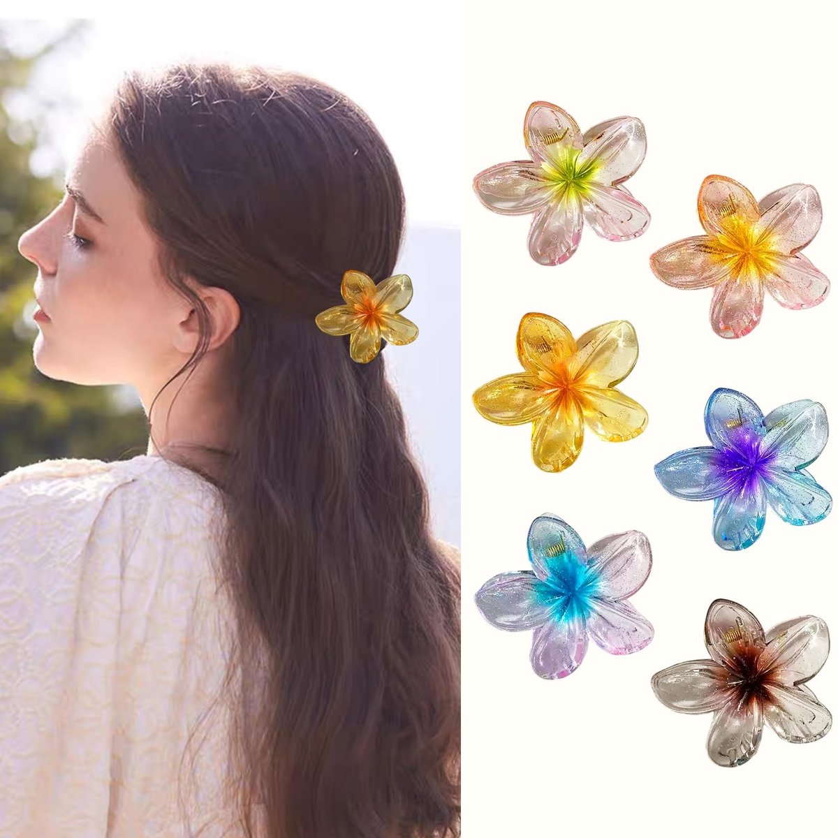Dailygoods - Set van 6 Bloemen Haarspelden in Preppy Stijl