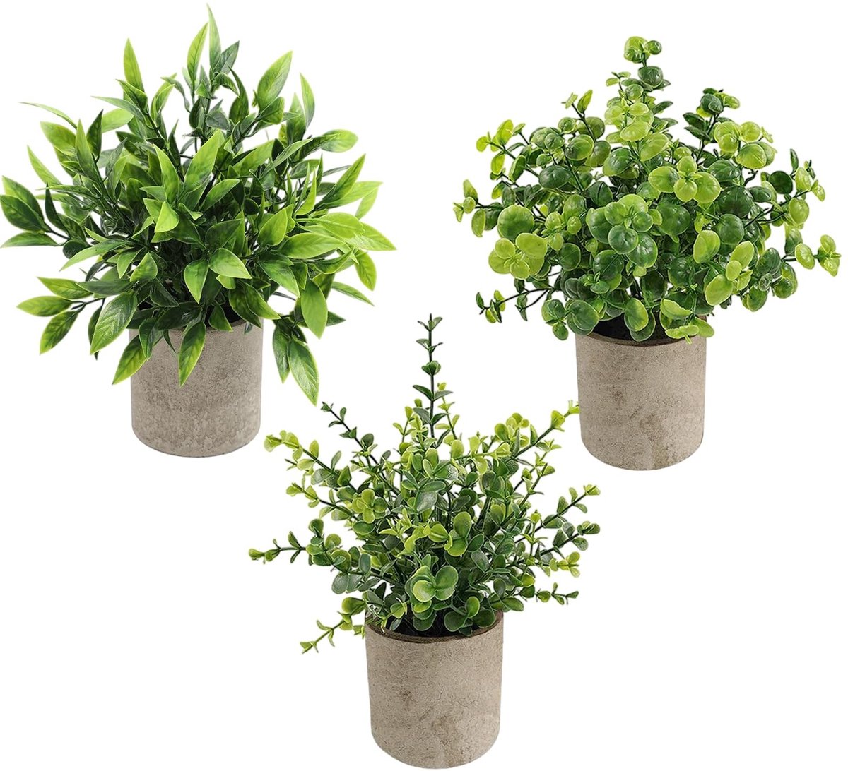 Dailygoods - Set van 3 Mini Kunstplanten in Potten
