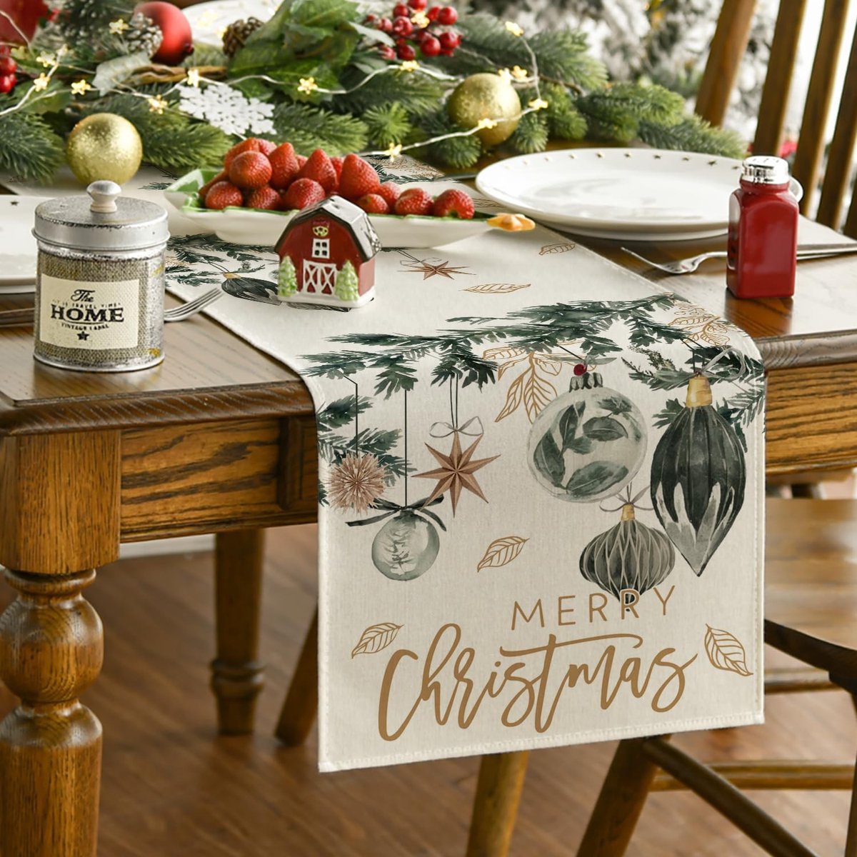 Dailygoods - Tafelloper met Dennentak 40 x 180 cm voor Kerstdecoratie