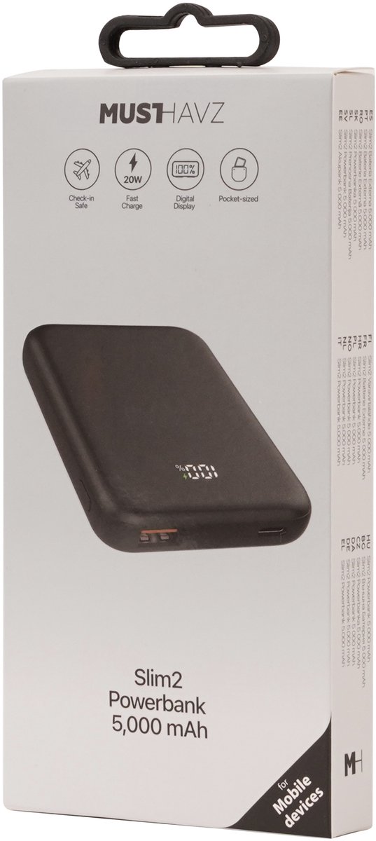 Musthavz Slim2 Powerbank 5.000 mAh – Zwart – 20W Snelladen – Compacte Portable Charger – foto 7