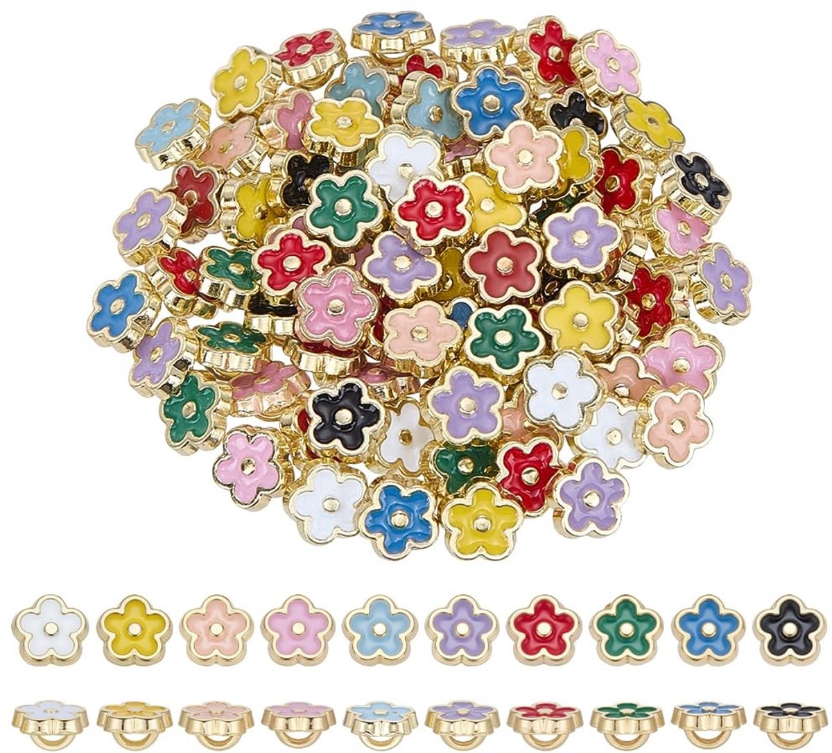Dailygoods - 150 Stuks Mini-Bloemknopen Geëmailleerd in Diverse Kleuren