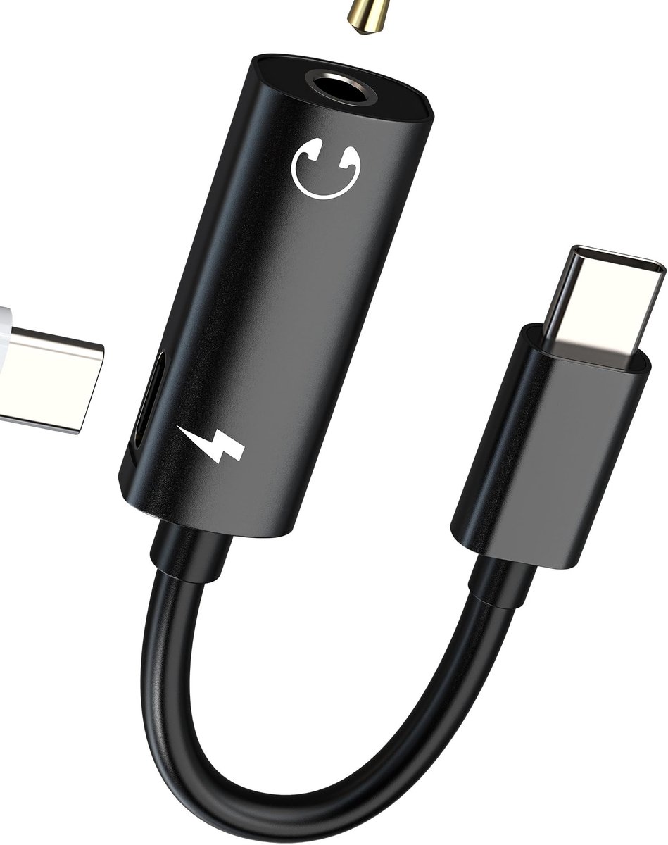 Dailygoods - USB C naar Jack 3.5 mm 2-in-1 Adapter voor Oortelefoons
