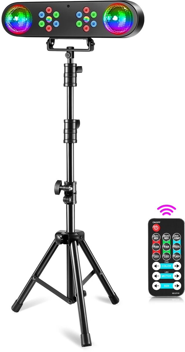 NordHaus DJ Podiumverlichting - RGB LED Effectverlichting - Disco Lichtshow met Afstandsbediening en Geluidsbesturing - 30W Zwart