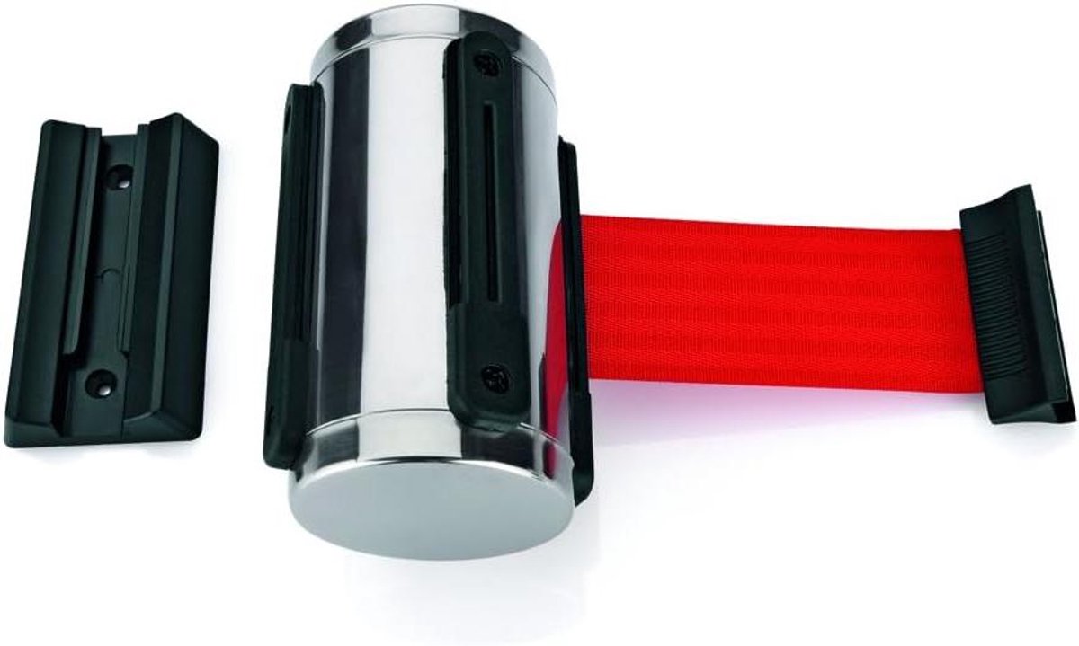 Wandmontage Trekkoord - Afzetpaal Riem - Ingangen Afsluiten - Bevestigingsmateriaal Inbegrepen - 2 Meter - Rood