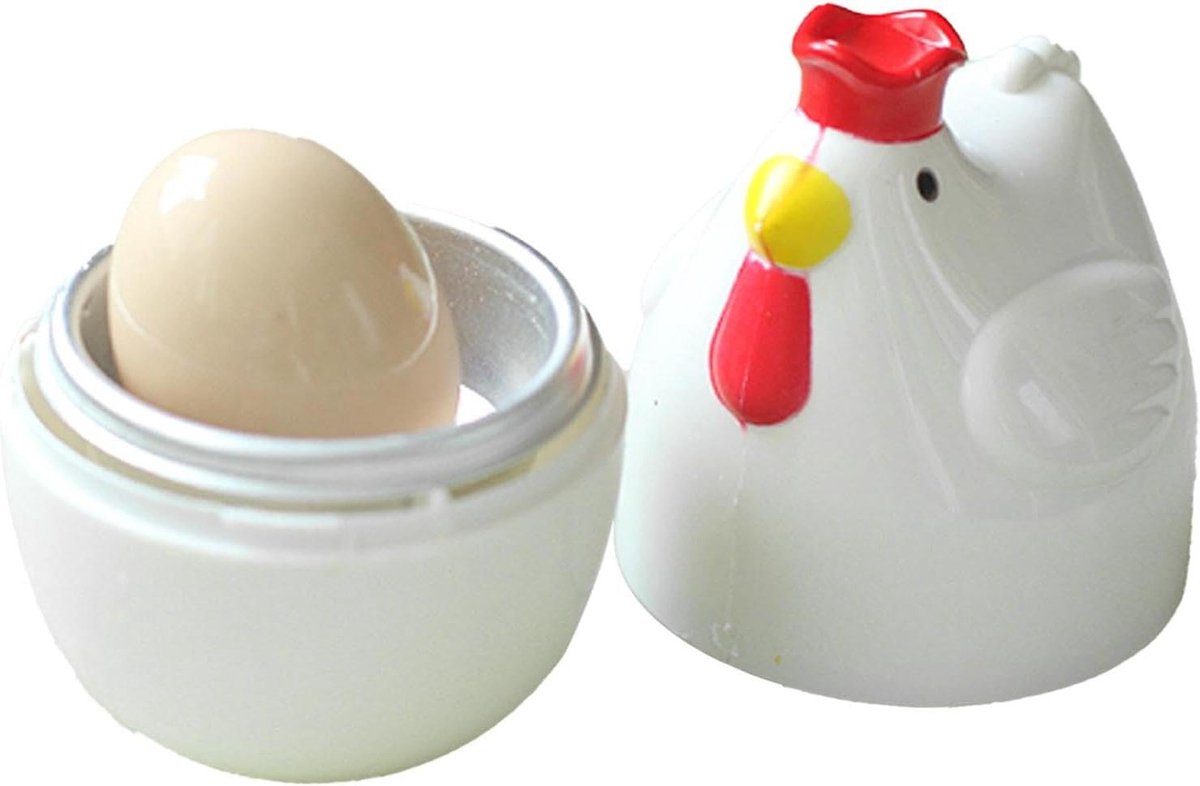 Magnetron Ei Cooker - Kip Vorm - Eieren Koken - Creatieve Keuken Gadget - 1 Ei Capaciteit - Wit