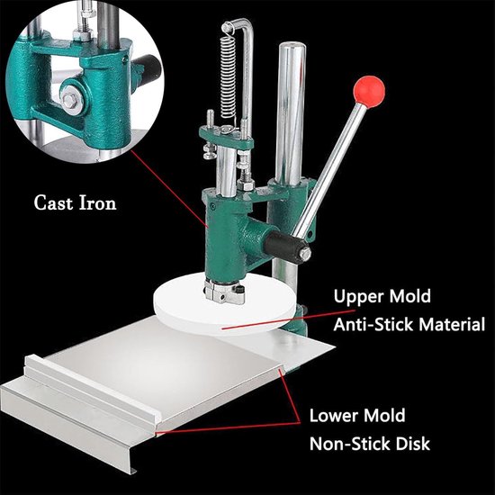 Deegpersmachine - Pastamaker - Pizza Korst Maken - Handmatige Bediening - 16cm - Metaal — afbeelding 2