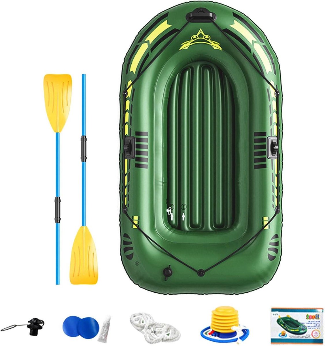 Opblaasbare Kajak - Waterfiets Kano - Watersport Avontuur - Ultrasterk PVC Materiaal - Voor 2 Personen - Leger Groen