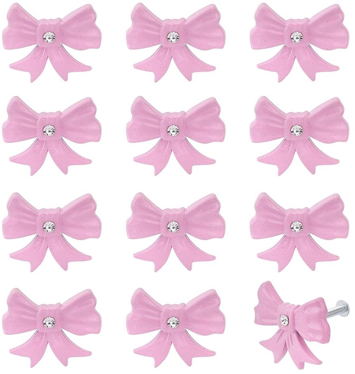 Dailygoods- Ladeknoppen 12 Stuks - Vintage Strikvorm - Zinklegering - Decoratieve Diamantdetails - Parelroze Afwerking - Elegante Meubelaccessoires - Kastknoppen