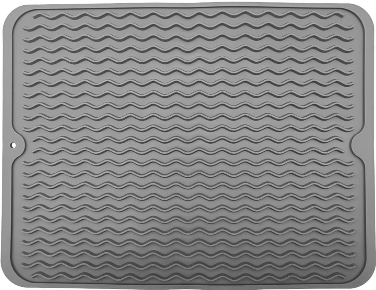 Allecto - Siliconen afvoermatten - Antislip afvoerbordmat - Hittebestendig en inklapbaar - Grijs - Keukenhulp voor afwas - 30 x 40 cm