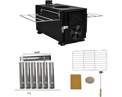 Small Wood Stove, Portable Wood Stove, Outdoor Tent Stove with 7 Sections Chimney Pipes, Larger Heating Range, Camping Stove for Tent, Ice Fishing, Cooking, Hiking, Travel