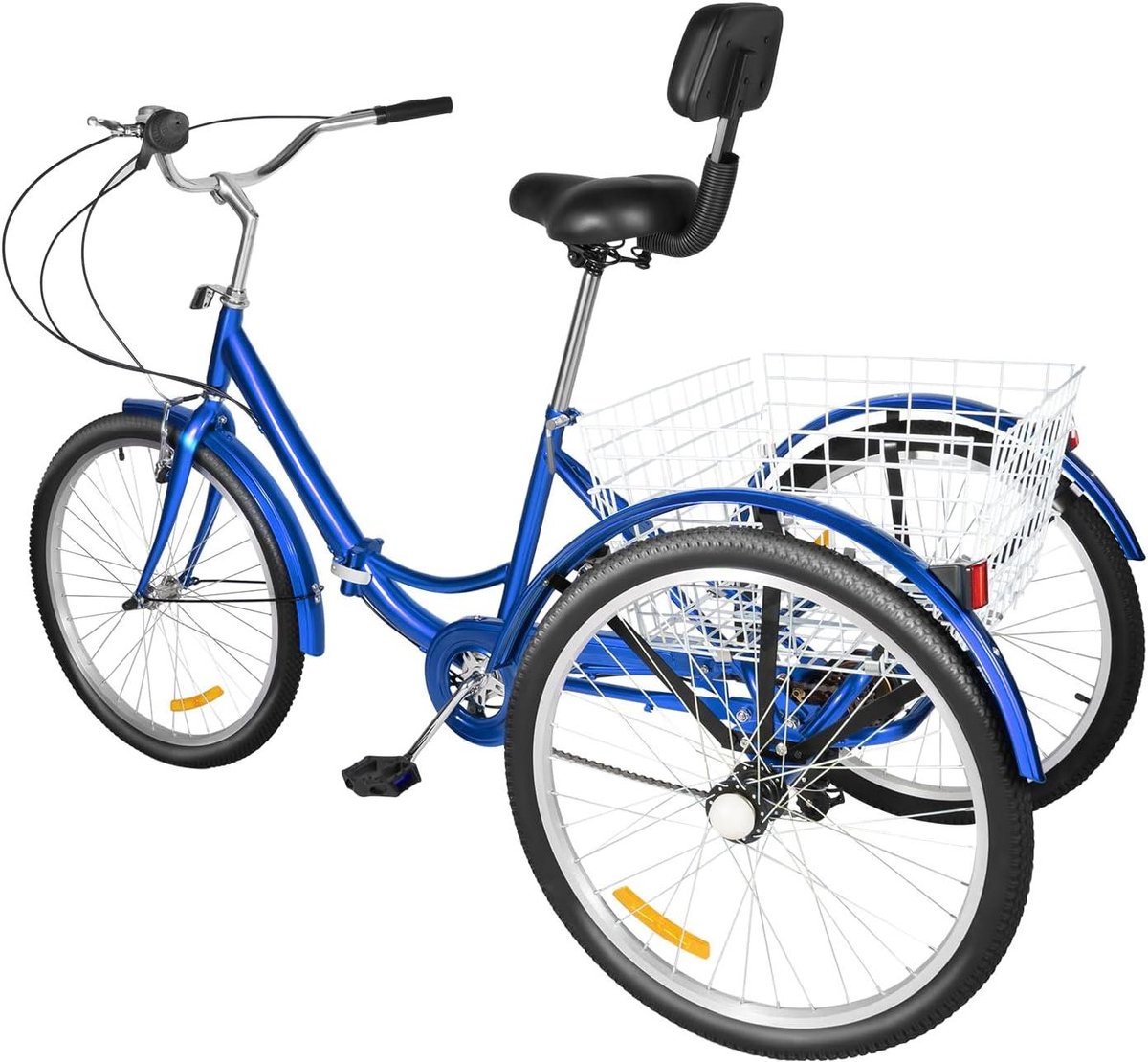 Opvouwbare driewieler - Volwassen fiets - Comfortabel transport - Grote boodschappenmand - 24 inch - Blauw