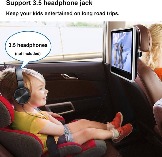 10 1 Inch Auto Hoofdsteun Monitor HD Touch Screen Achterbank Entertainment Telefoon Spiegelen USB Koptelefoon Jack Ingebouwde Speaker 9 Talen Voor Reizen Met Kinderen 2PCS — afbeelding 5