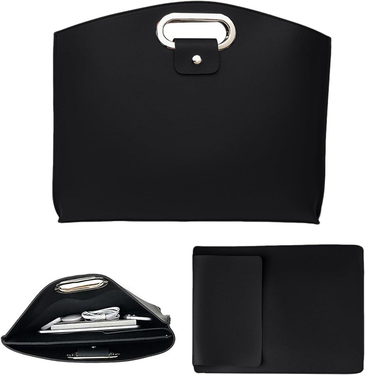 Laptoptas - Reistas - Werk en studie - Waterdicht PU leer - 40 x 32 cm - Zwart