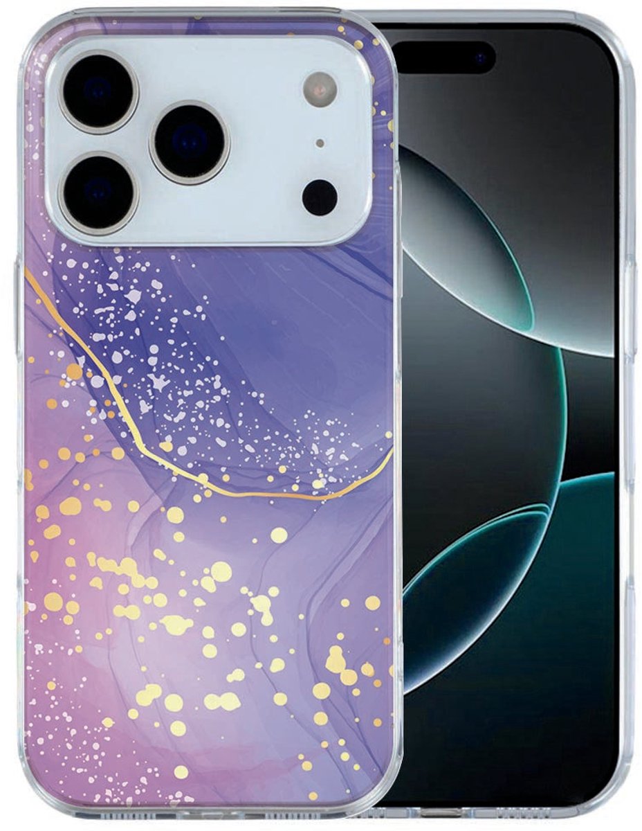 iPhone 17 Pro Max Hoesje Watercolor Paars – Sfeervol TPU Cover met Paarse Aquarel