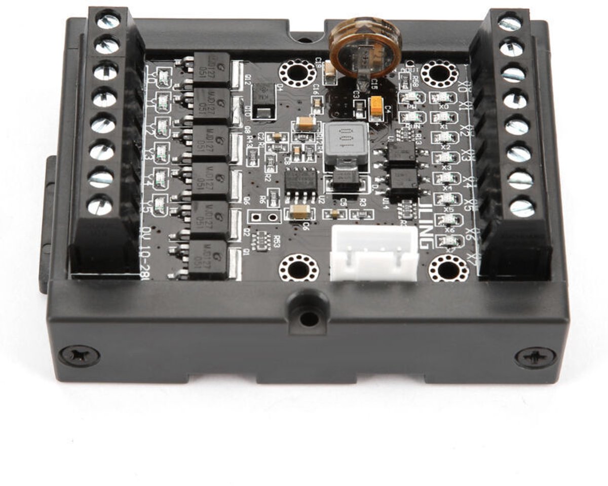 De FX1N-14MT PLC industriële besturingspaneel programmeerbare relaisvertragingmodule (met behuizing) kan duizenden functies uitvoeren, 10-28VDC.