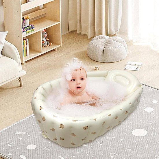 Opblaasbaar Bad - Peuterbadje Kinderbad - Plezier Binnen Buiten - Snel Opgeblazen - 90x55x30cm - Blauw — afbeelding 4