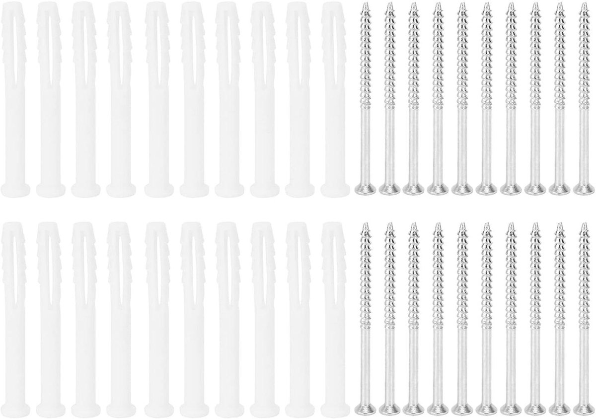 Muuranker Schroefset - Bevestigingsmateriaal Kit - Stevig Ophangen - Sterke Verankeringskracht - 20 Sets 80mm - Grijs