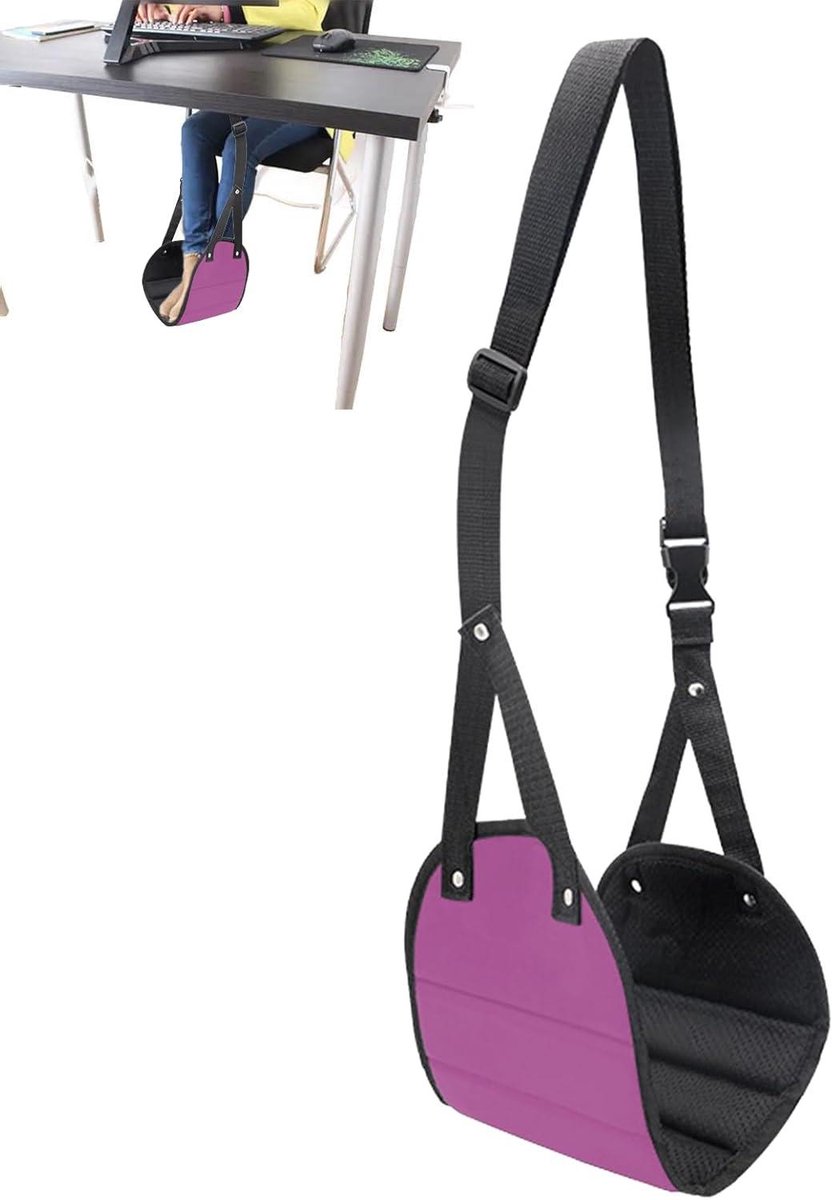 Voet Hangmat - Beensteun Reizen - Comfortabel Reizen - Verstelbare Riem - 49 x 43.5 cm - Zwart