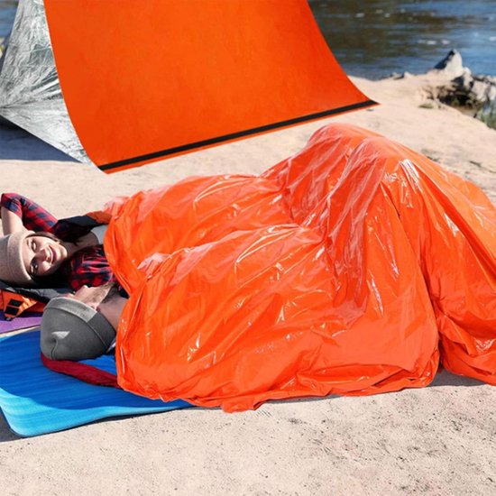 Survival Slaapzak - Nooddeken Thermisch - Outdoor Avonturen - Waterdicht Scheurbestendig - 210 x 90 cm - Oranje — afbeelding 3