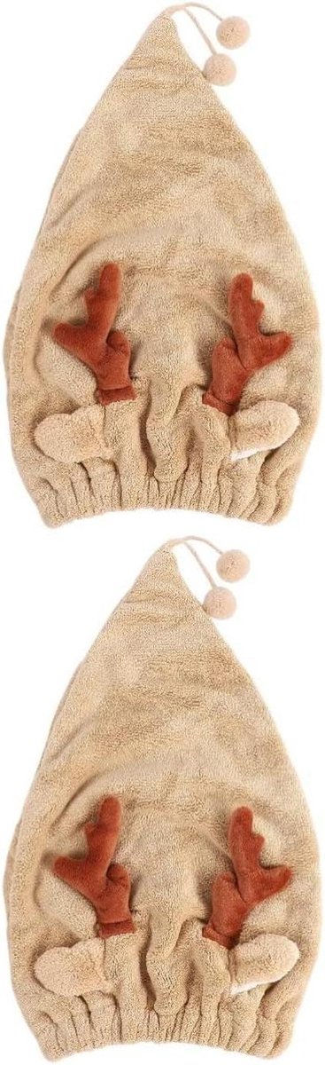 Haardroogkap Set - Haar Handdoek - Snel Haar Drogen - Zachte Koraal Fleece - 2 Stuks - Koffie