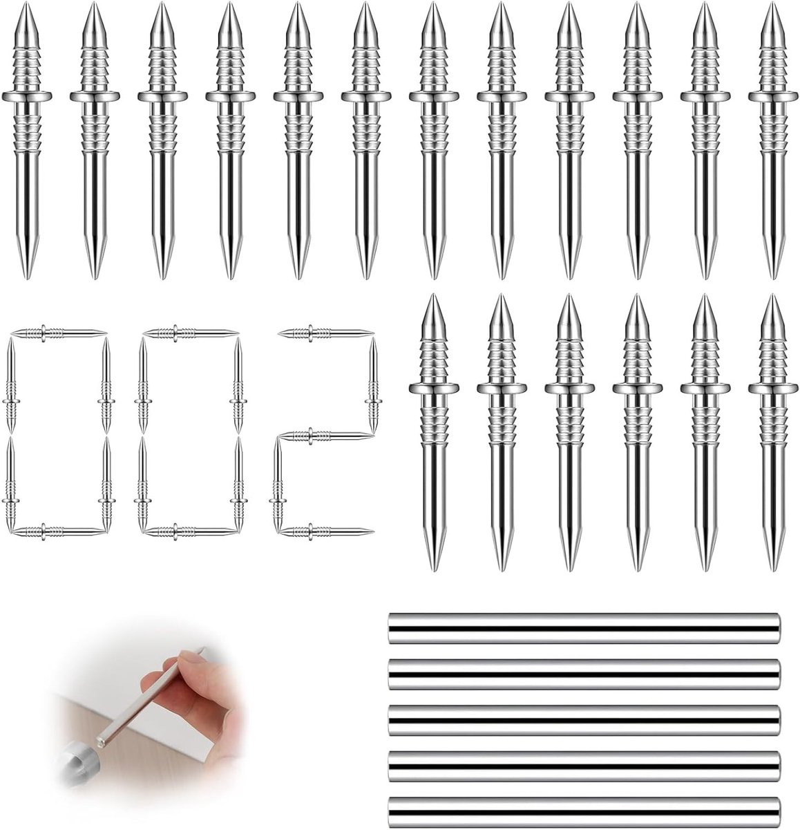 Set van 500 Dubbele Hoofd Skirting Boards Nagels voor Decoratieve Toepassingen op Betonwanden met 5 Hulpmiddelen voor Eenvoudige Installatie