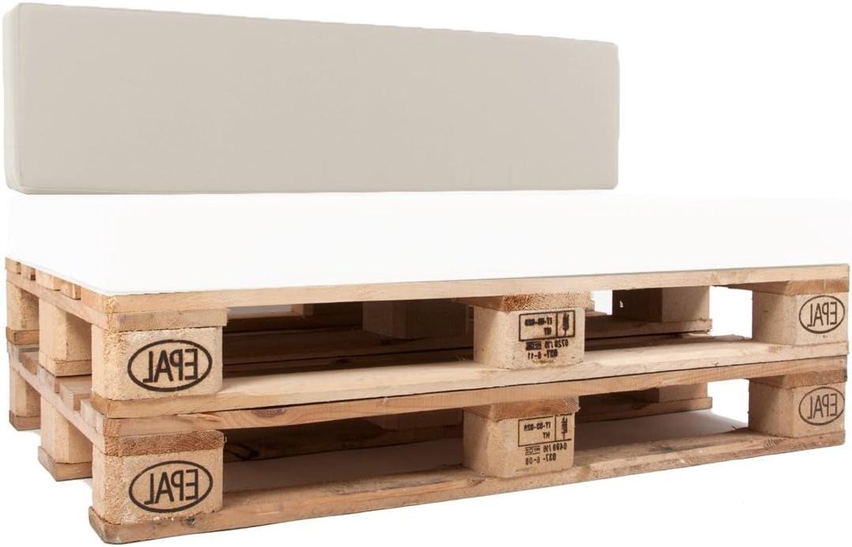 Rugkussen voor bank - Pallet kussen - Buiten comfort - Waterafstotende stof - 120 x 30 x 15 cm - Beige