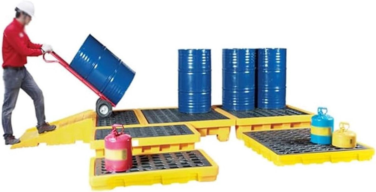 Lekbak Platform - Opvangbak Vaten - Industrieel Gebruik - Met Afvoer - 335 X 335 Cm - Geel