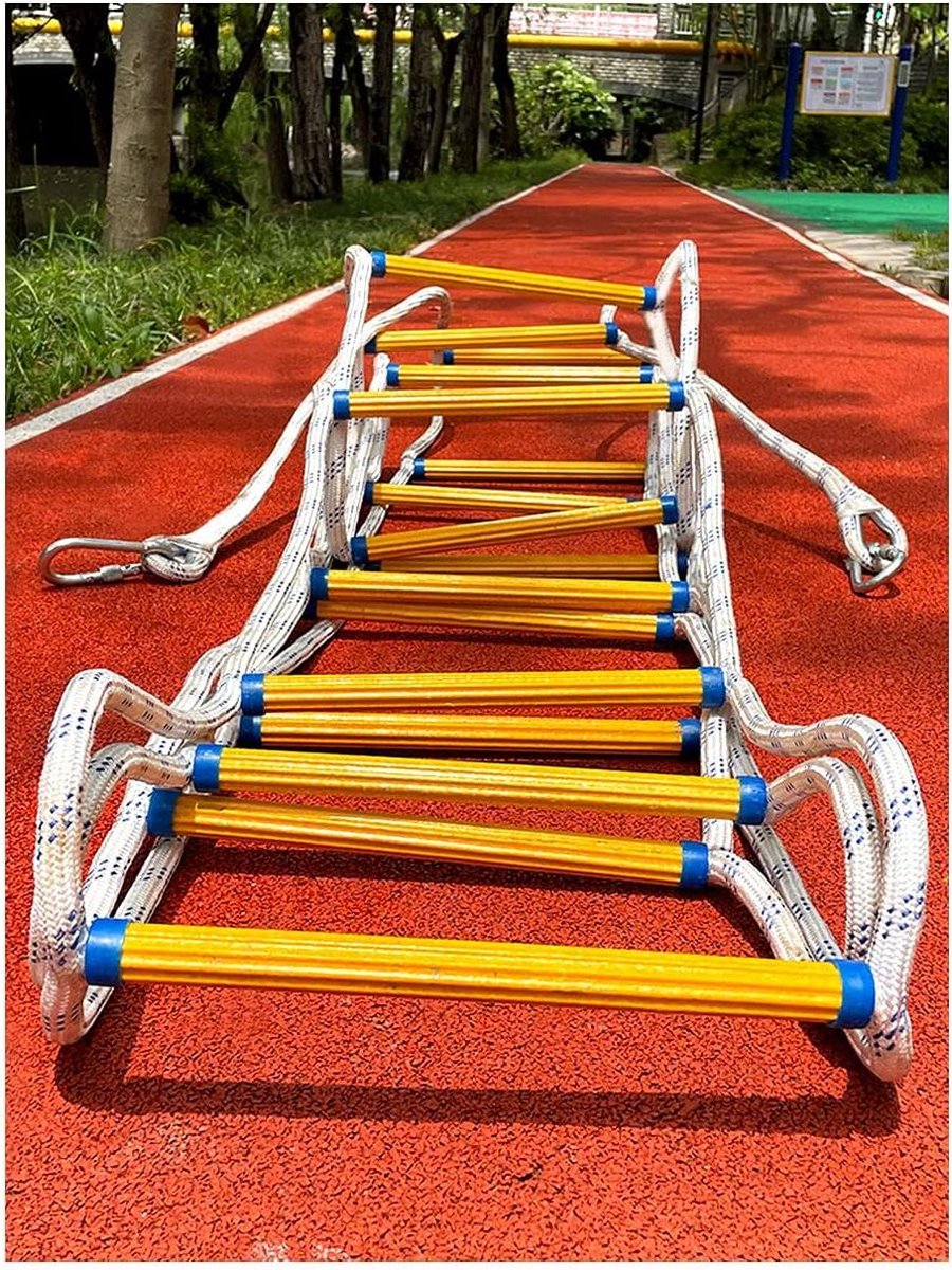 Touwladder - Brandladder Evacuatie - Veiligheid Thuis - Antislip Sporten - 20 Meter - Geel